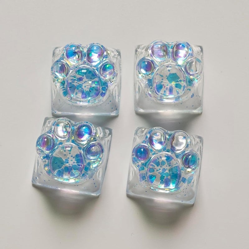 Elacgap Cat Claw Keycap Cute Drip Glue Backlight Keycaps DIY ESC Arrow Key Keycap Replacement for Cherry MX Gaming Mechanical Keyboard (4Keys Blue) - Image 2